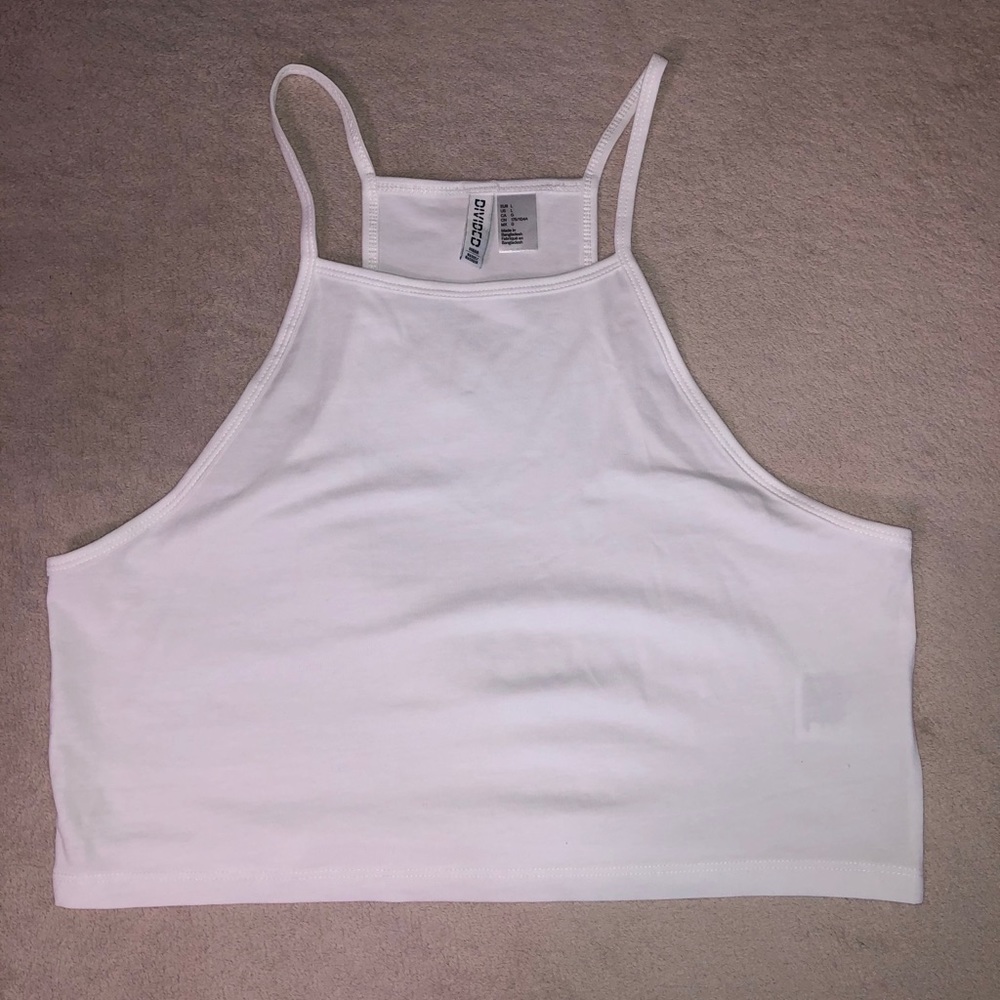 white halter crop top